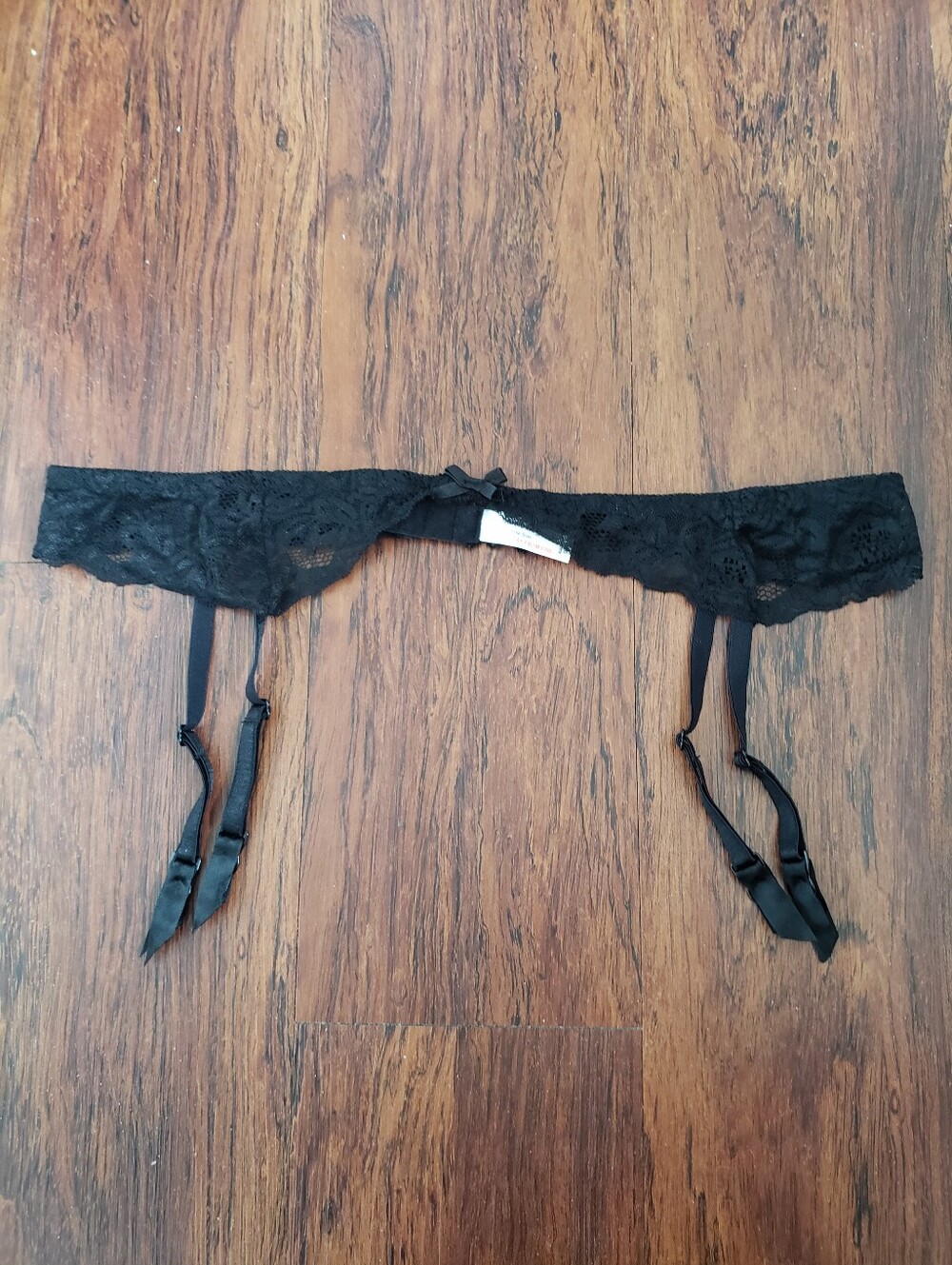 Music Legs Black Lace Garter Belt with Bow Accent One Size